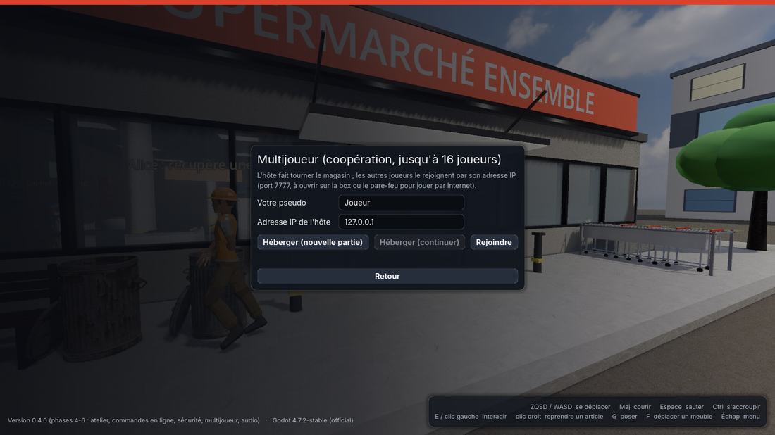 Menu multijoueur du jeu